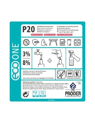 ECO ONE P20 Etiqueta Diluciones