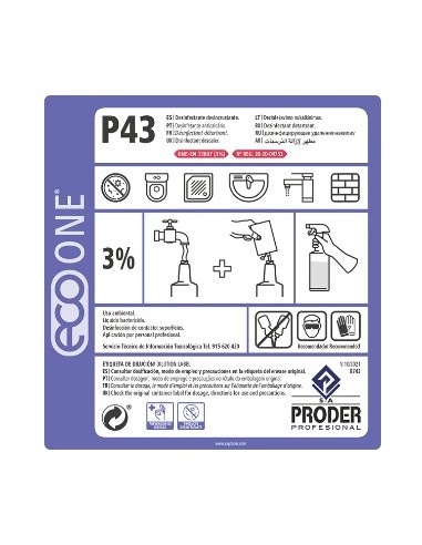 ECO ONE P43 Etiqueta Diluciones