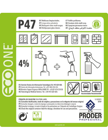 ECO ONE P47 Etiqueta Diluciones