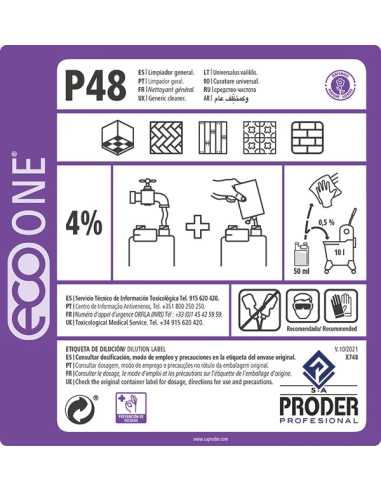 ECO ONE P48 Etiqueta Diluciones